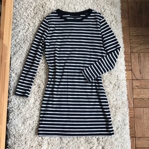 Topshop Stripe Casual Dress Navy and White